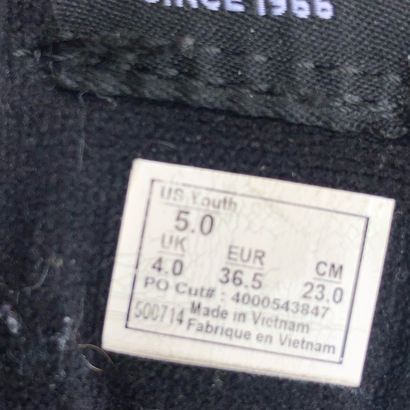 Vans Off the Wall High Top Shoes Youth Boy’s Black & White Canvas Sneakers Sz 5 - Picture 12 of 13